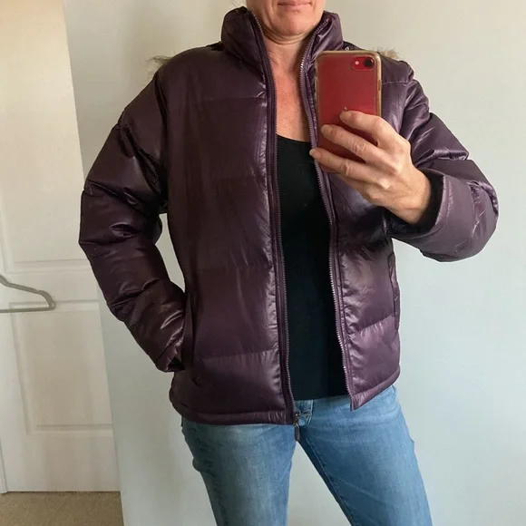 Purple Hooded Puffer Jacket - Picture 3 of 11